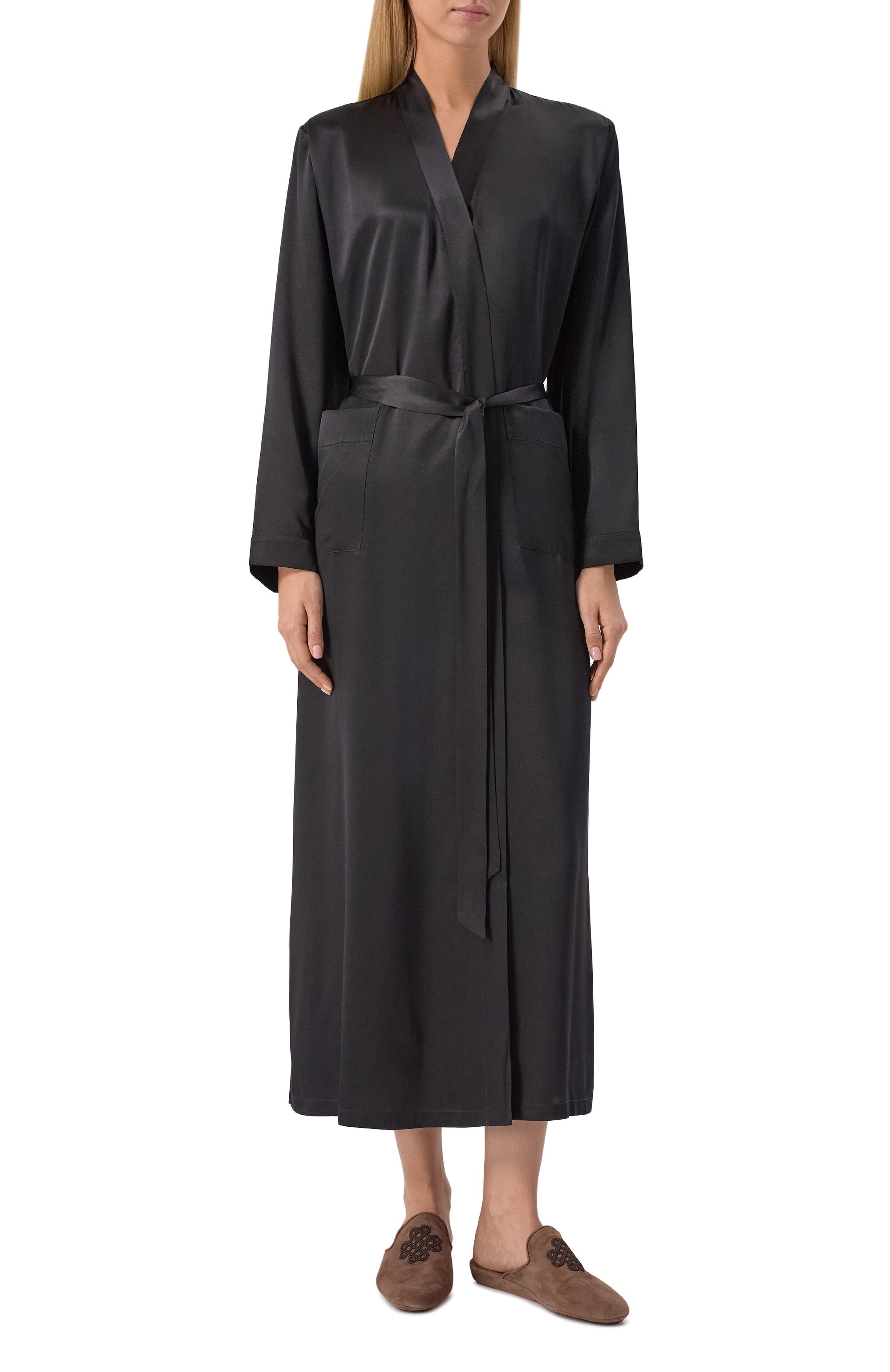 Шелковый халат EVA B.BITZER черного цвета по цене 66960 руб., арт. 27319873, фото 3 Шелковый халат EVA B.BITZER, арт. 27319873, фото 3