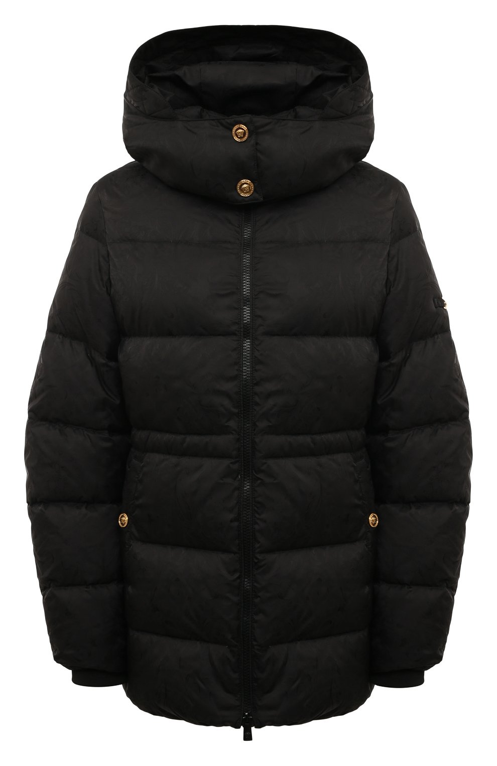 Пуховик VERSACE черного цвета по цене 263500 руб., арт. 1015769/1A11116, фото 1 Пуховик VERSACE, арт. 1015769/1A11116, фото 1