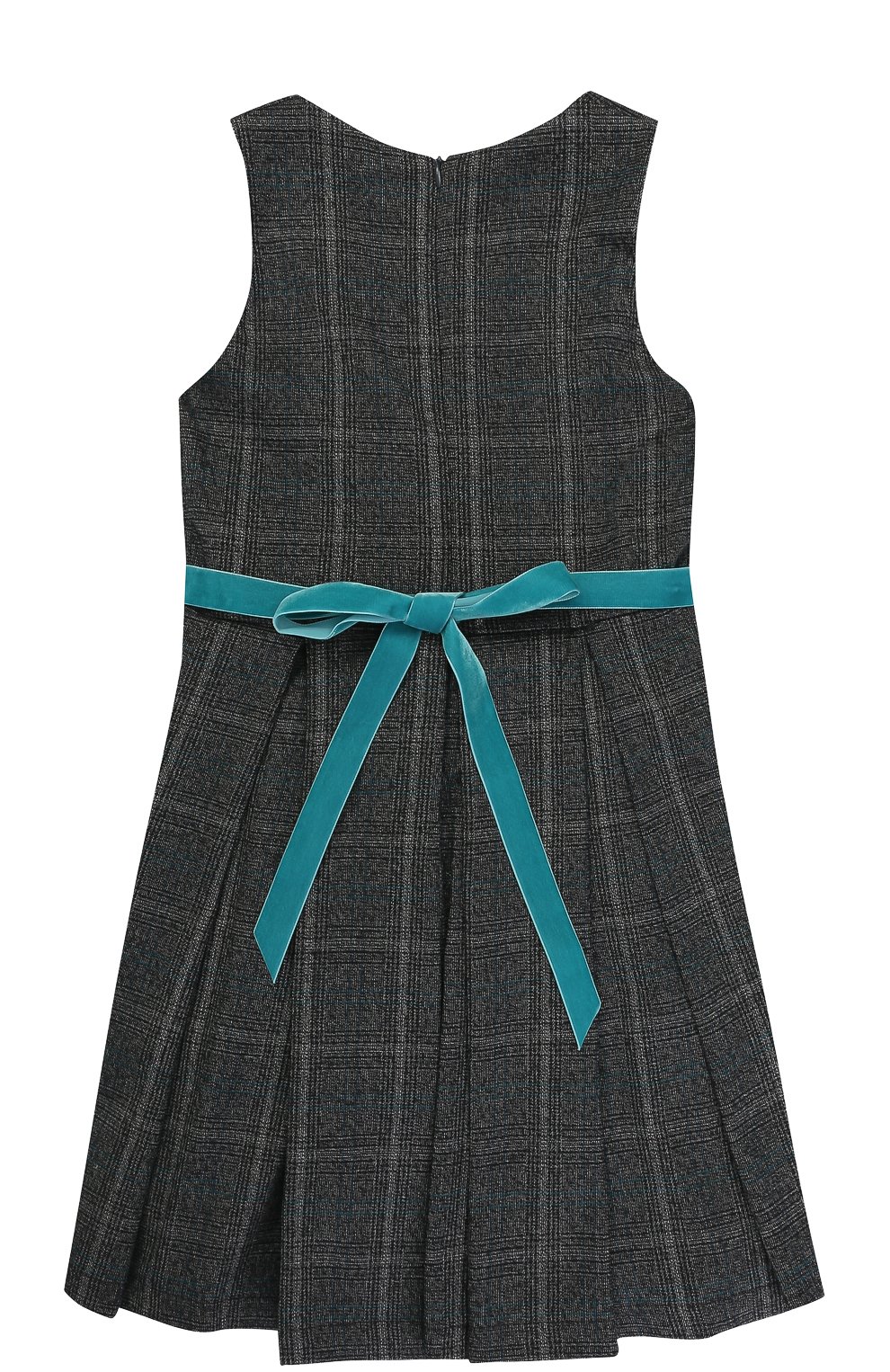 Шерстяное платье в клетку с защипами и поясом CAF, арт. 309-SP/CINTURA BLU C0ME QUADRETT0/6A-8A, фото 2