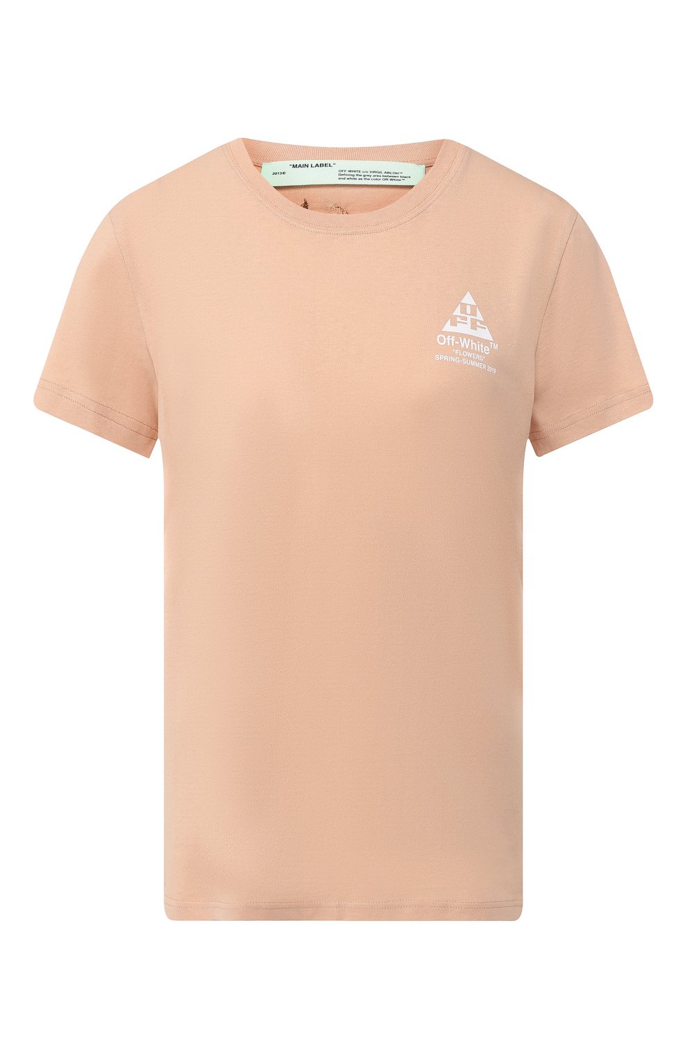 Хлопковая футболка OFF-WHITE бежевого цвета по цене 56700 руб., арт. 0WAA049R19B070540301, фото 1 Хлопковая футболка OFF-WHITE, арт. 0WAA049R19B070540301, фото 1