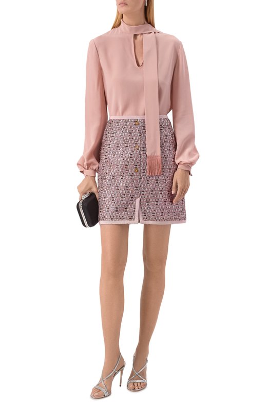 Твидовая юбка Giambattista Valli 25FWSVCA2C31/74UBE Розовый  25FWSVCA2C31/74UBE Фото 2