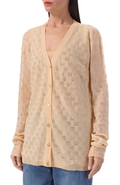 Шелковый кардиган с отделкой стразами GUCCI, арт. 856133/XKFC5, фото 3
