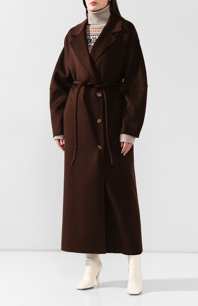 Пальто из смеси шерсти и шелка NANUSHKA, арт. L0ANE_ESPRESS0_D0UBLE SILK W00L BLEND, фото 3