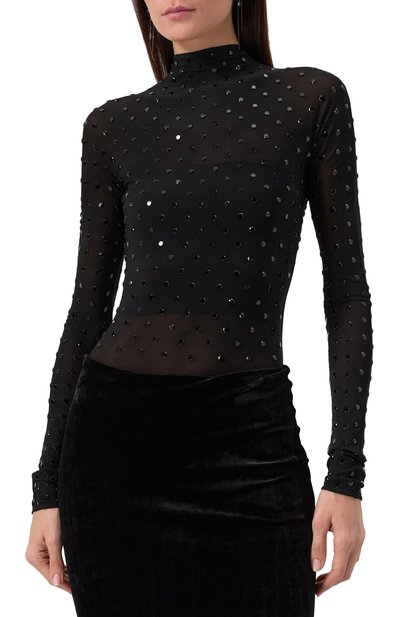 Боди из вискозы с отделкой стразами ALAIA, арт. AA9B0212X063A, фото 3