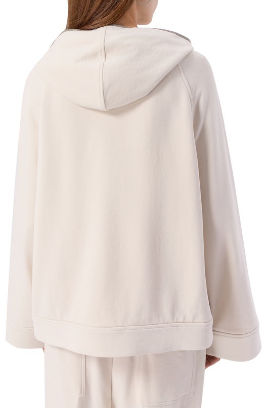 Хлопковая толстовка Brunello Cucinelli MN05NS0406 Кремовый  MN05NS0406 Фото 4