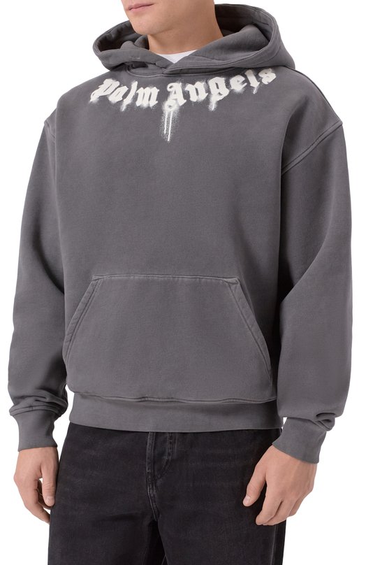 Хлопковое худи Palm Angels PMBB17DF25FLE003 Серый  PMBB17DF25FLE003 Фото 3