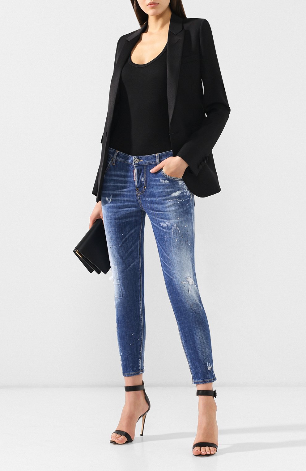 Джинсы с потертостями DSQUARED2 голубого цвета по цене 34500 руб., арт. S72LB0192/S30342, фото 2 Джинсы с потертостями DSQUARED2, арт. S72LB0192/S30342, фото 2