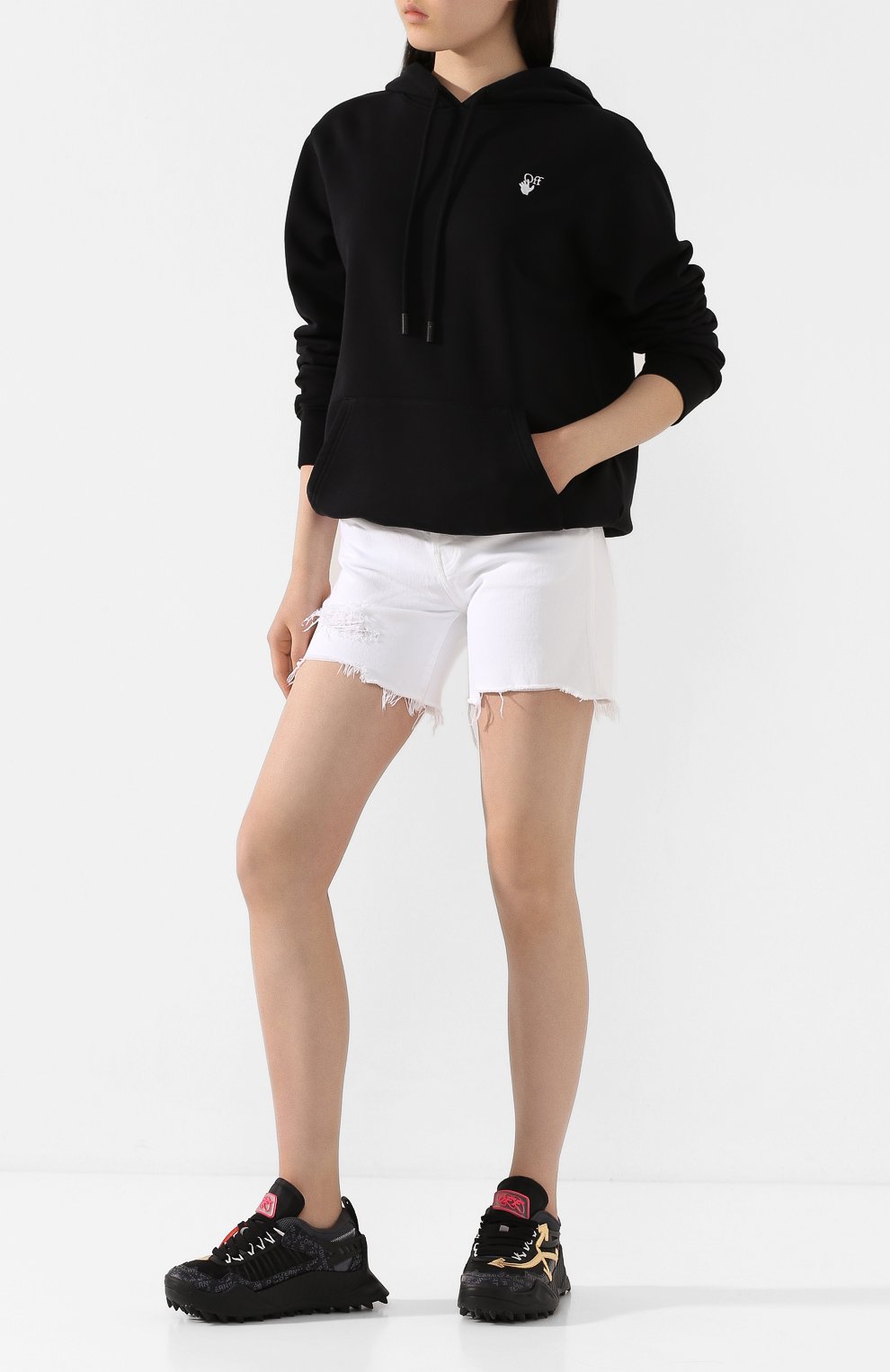 Хлопковое худи OFF-WHITE черного цвета по цене 46750 руб., арт. 0WBB035T20FLE0011001, фото 2 Хлопковое худи OFF-WHITE, арт. 0WBB035T20FLE0011001, фото 2