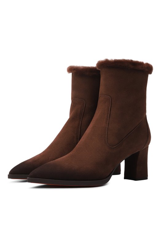 Замшевые ботильоны Santoni WTEG71938PC4AHGI Коричневый WTEG71938PC4AHGI