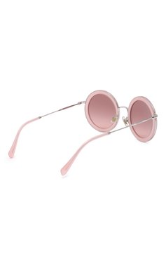 Женские солнцезащитные очки MIU MIU розового цвета, арт. SMU59U-E153-F00A5-048 | Фото 4 (Материал: Металл; Материал сплава: Проставлено; Нос: Не проставлено; Тип очков: С/з; Оптика Гендер: оптика-женское; Очки форма: Круглые)