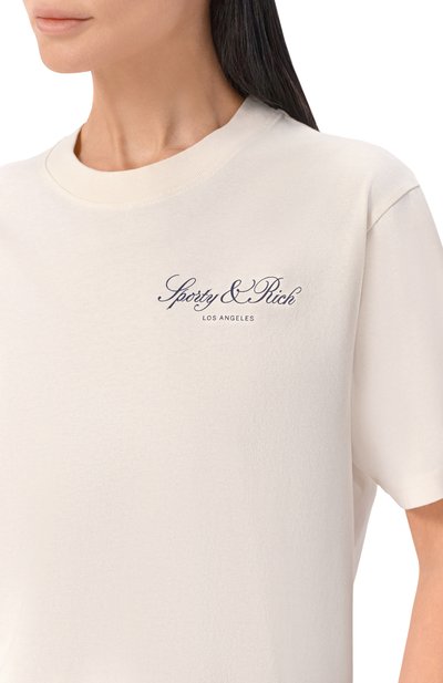 Хлопковая футболка SPORTY AND RICH кремового цвета по цене 12150 руб., арт. T011976269WH37, фото 5 Хлопковая футболка SPORTY AND RICH, арт. T011976269WH37, фото 5