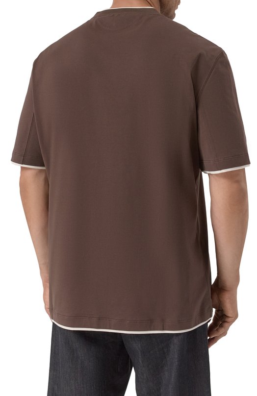 Хлопковая футболка Brunello Cucinelli M0B137427W Коричневый  M0B137427W Фото 4