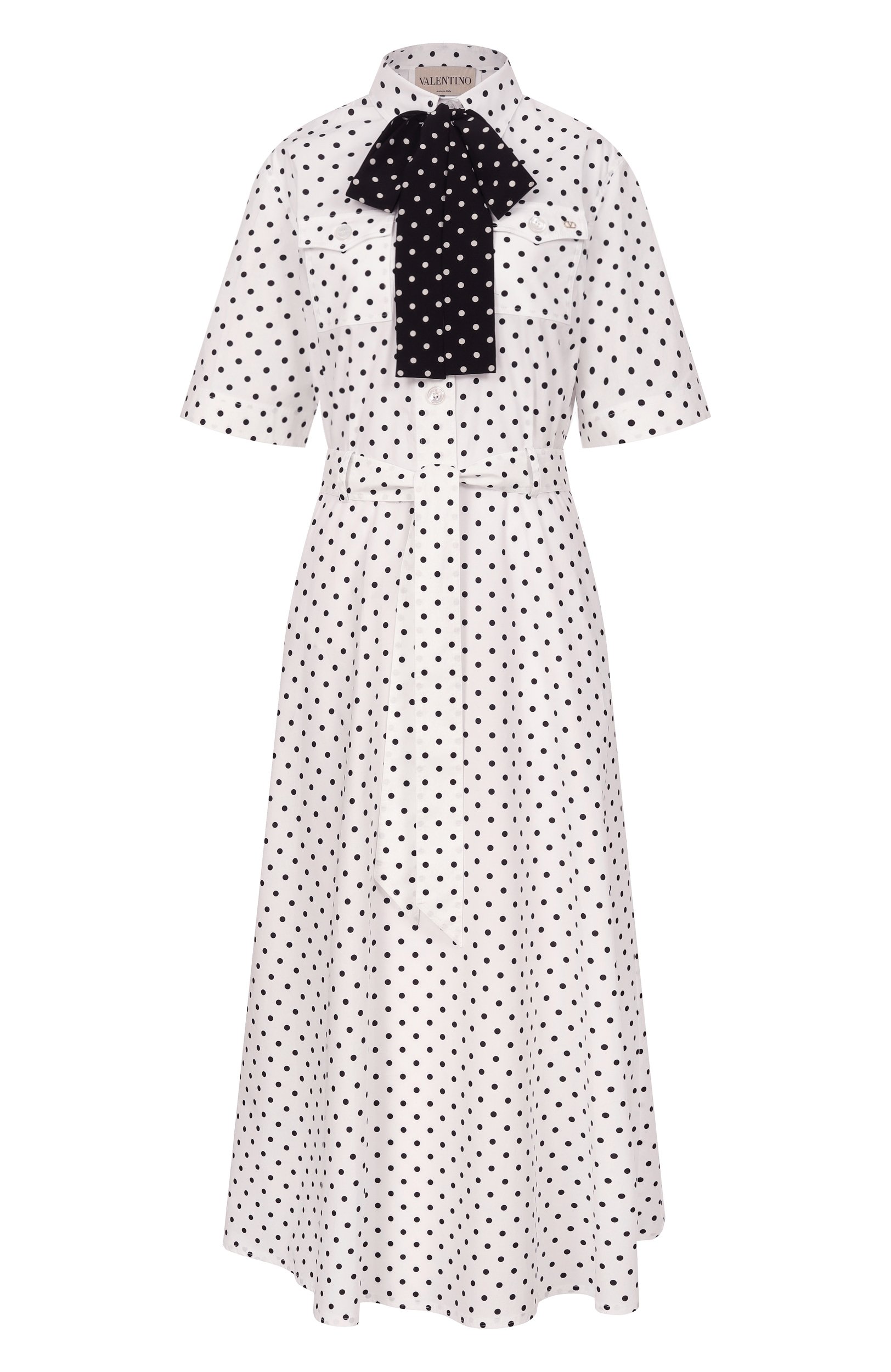 Хлопковое платье VALENTINO черно-белого цвета по цене 385500 руб., арт. 9B3VAKY1/ACJ, фото 1 Хлопковое платье VALENTINO, арт. 9B3VAKY1/ACJ, фото 1