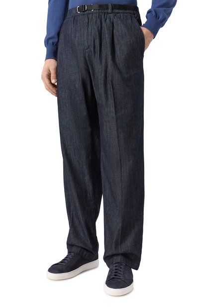 Хлопковые брюки WHITE SAND темно-синего цвета по цене 27150 руб., арт. 26SU67/324, фото 3 Хлопковые брюки WHITE SAND, арт. 26SU67/324, фото 3