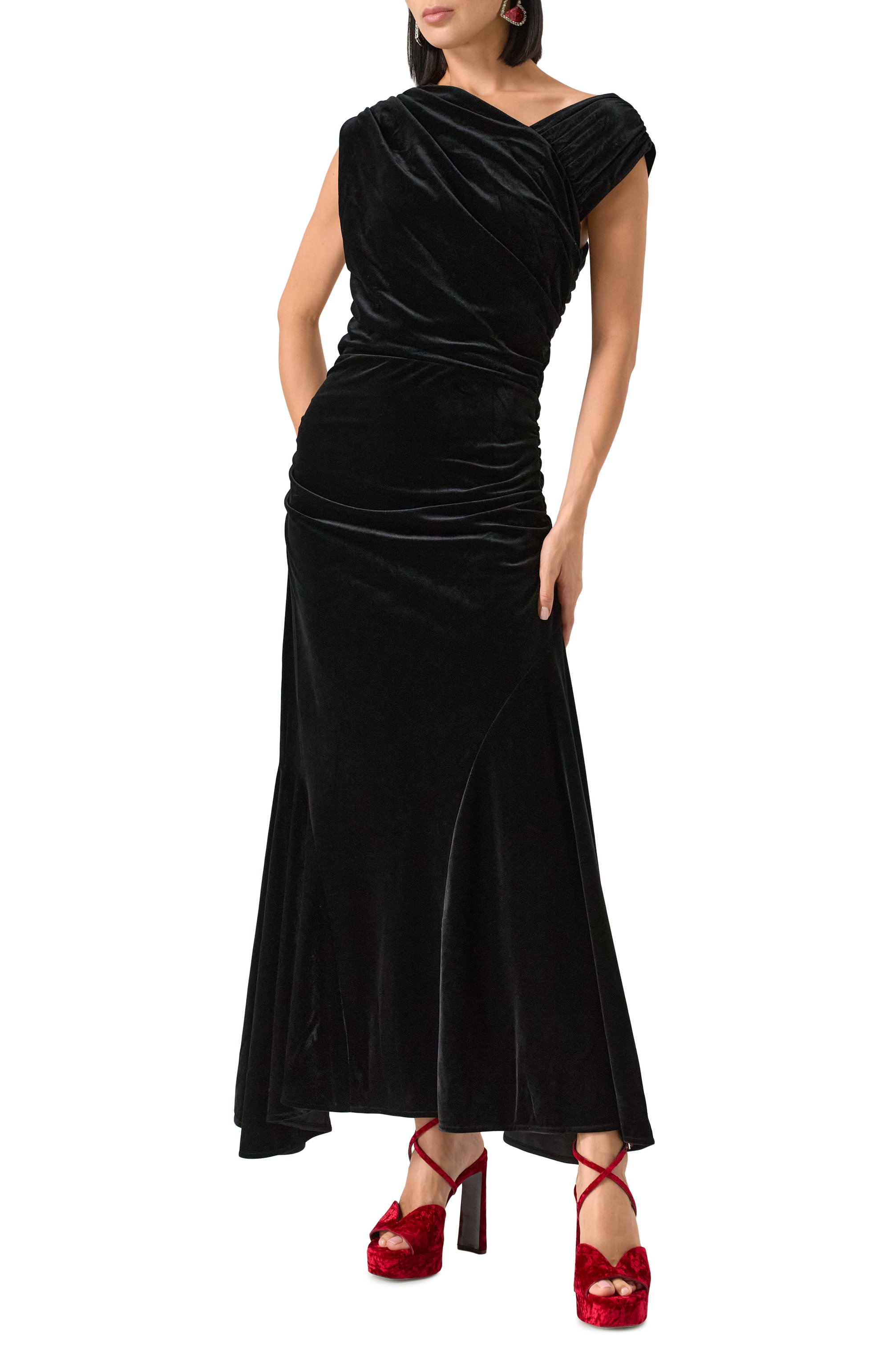 Бархатное платье GANNI черного цвета по цене 41200 руб., арт. T4102, фото 3 Бархатное платье GANNI, арт. T4102, фото 3