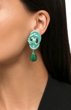 Женские серьги serpent CAVIAR JEWELLERY изумрудного цвета, арт. SER001 | Фото 2 (Региональные ограничения белый список (Axapta Mercury): Не проставлено; Нос: Не проставлено; Материал: Металл)