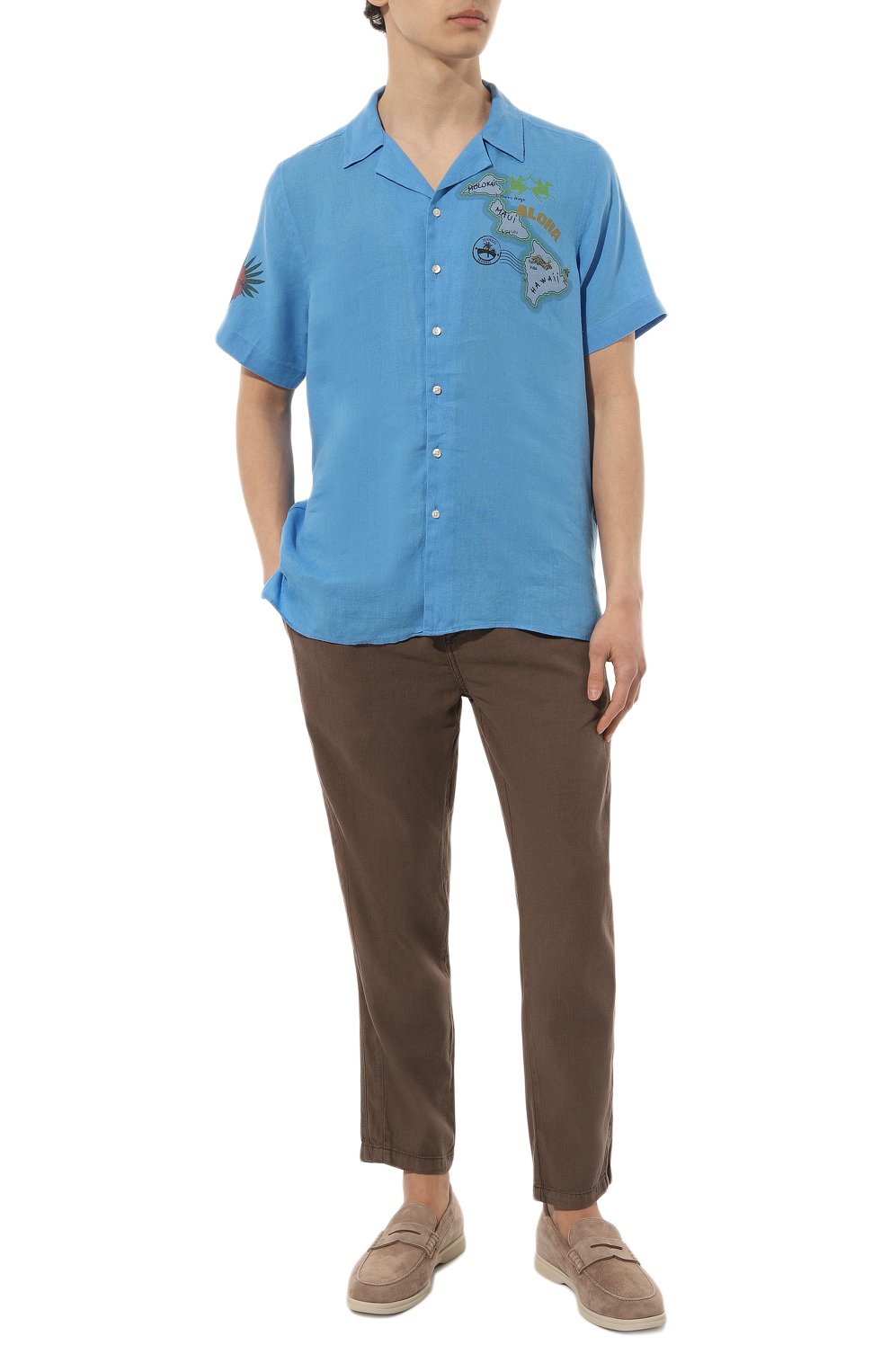 Брюки из хлопка и льна LA MARTINA коричневого цвета по цене 23550 руб., арт. VMT015/TW445, фото 2 Брюки из хлопка и льна LA MARTINA, арт. VMT015/TW445, фото 2