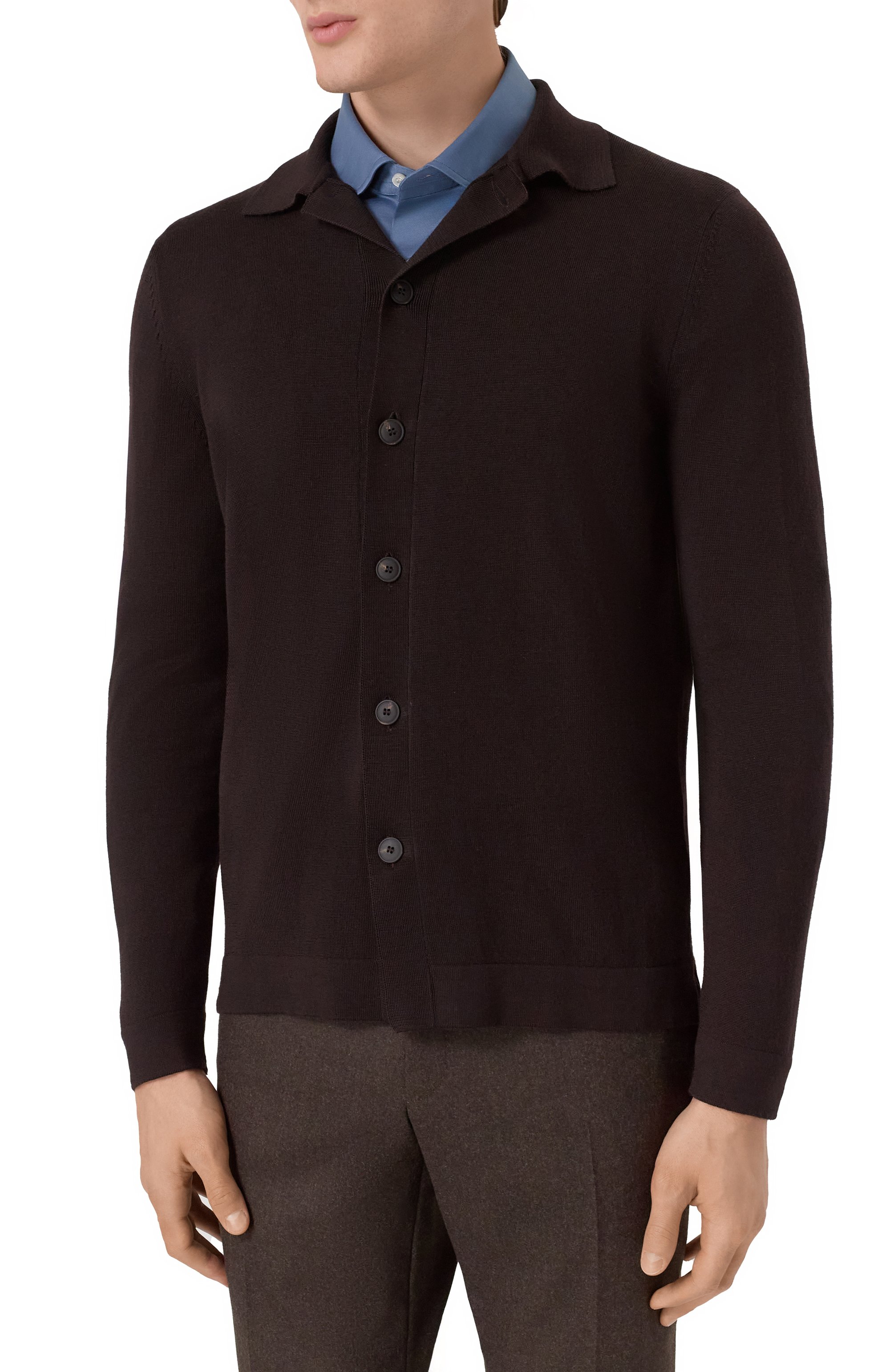 Шерстяная рубашка GRAN SASSO темно-коричневого цвета по цене 36450 руб., арт. 57116/14822, фото 3 Шерстяная рубашка GRAN SASSO, арт. 57116/14822, фото 3