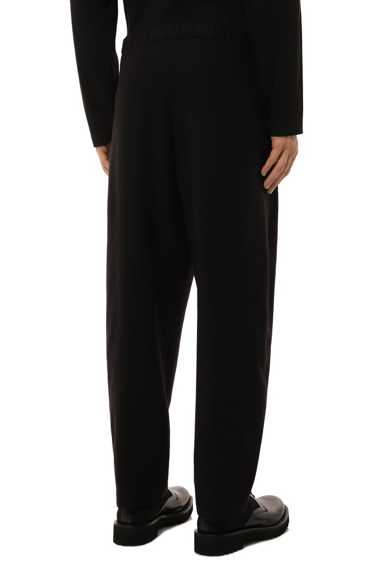 Мужские шерстяные брюки JIL SANDER черного цвета, арт. J47KA0233/J40182 | Фото 4 (Драгоценные камни: Проставлено; Материал сплава: Проставлено; Длина (брюки, джинсы): Стандартные; Материал внешний: Шерсть; Случай: Повседневный; Стили: Минимализм)