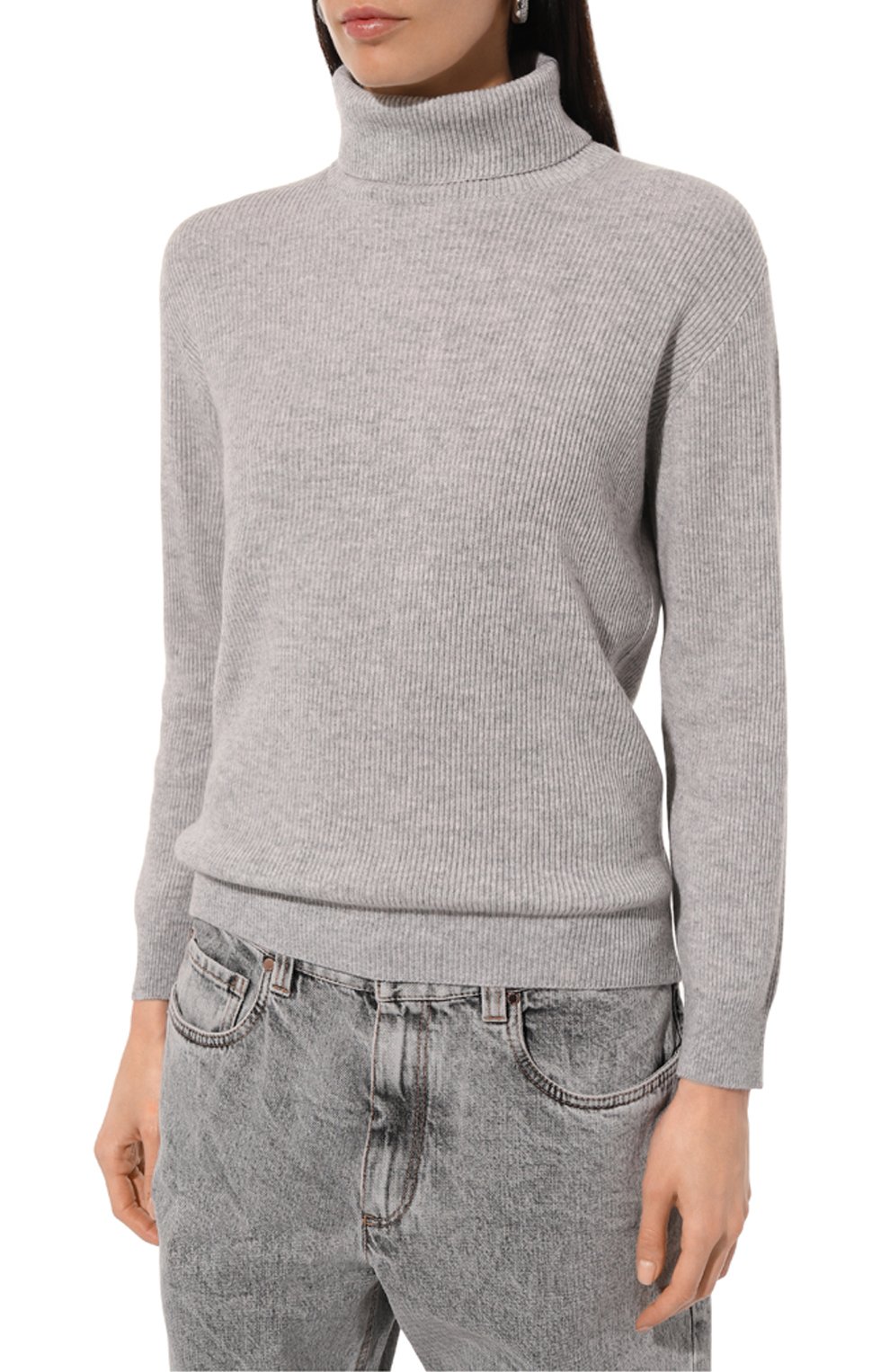 Кашемировая водолазка BRUNELLO CUCINELLI серого цвета по цене 184500 руб., арт. M12175403, фото 3 Кашемировая водолазка BRUNELLO CUCINELLI, арт. M12175403, фото 3