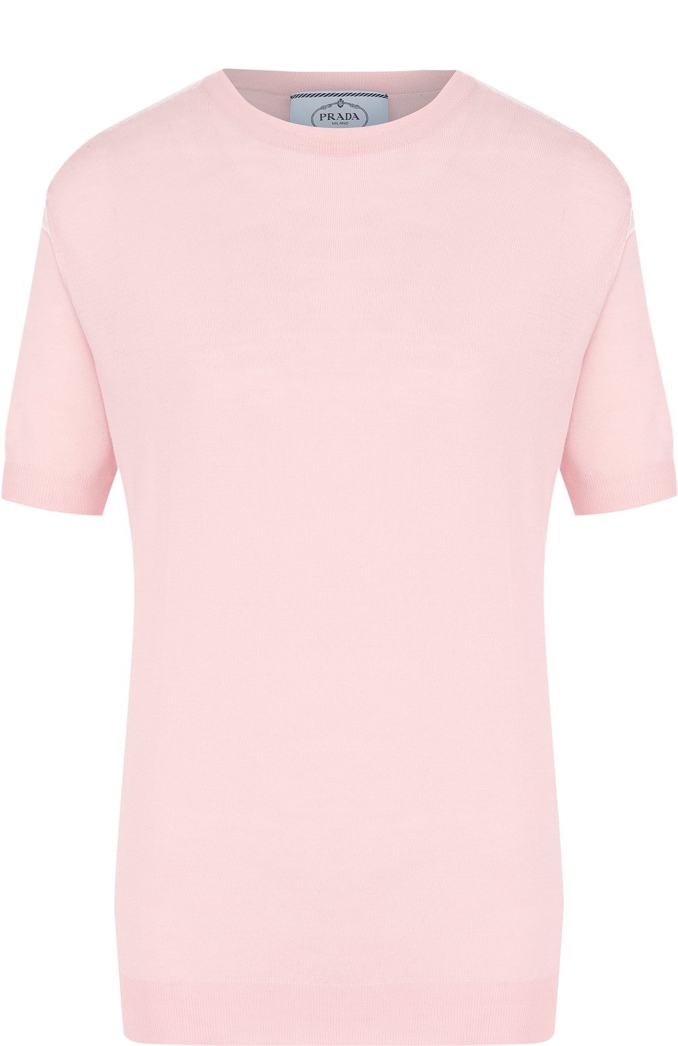 Однотонный вязаный топ с коротким рукавом PRADA, арт. P24V22-J2N-F0384, фото 1
