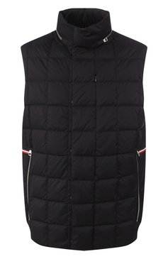 Мужской пуховый жилет thar MONCLER черного цвета, арт. F1-091-1A523-00-C0506 | Фото 1 (Длина (верхняя одежда): Короткие; Материал подклада: Синтетический материал; Материал внешний: Синтетический материал; Материал утеплителя: Пух и перо; Мужское Кросс-КТ: Верхняя одежда, жилеты-тонкие; Кросс-КТ: Пуховик, Куртка; Стили: Спорт-шик; Драгоценные камни: Проставлено; Материал сплава: Проставлено)