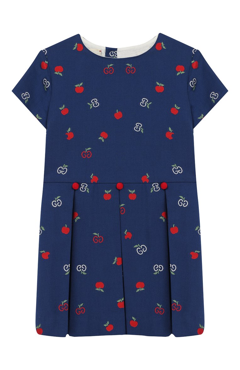 Женский хлопковое платье GUCCI синего цвета, арт. 604090/XWAH3 | Фото 1 (Материал подклада: Хлопок; Материал внешний: Хлопок; Нос: Не проставлено; Ростовка одежда: 18 мес | 86 см, 24 мес | 92 см, 36 мес | 98 см)