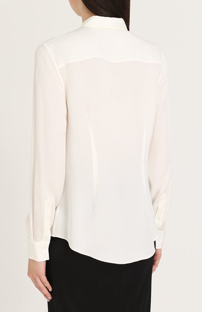 Приталенная шелковая блуза THEORY белого цвета по цене 21400 руб., арт. F0002514, фото 4 Приталенная шелковая блуза THEORY, арт. F0002514, фото 4