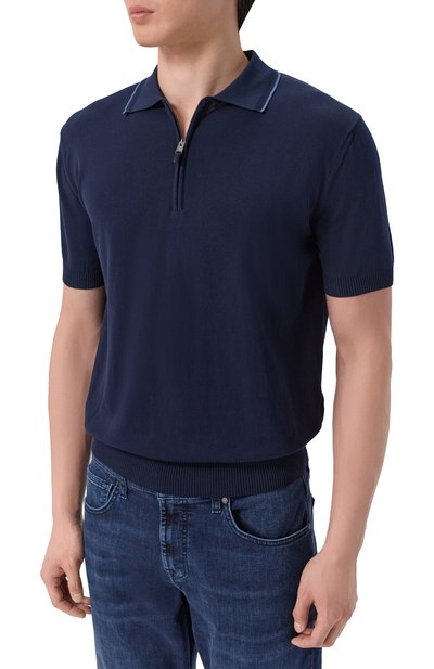 Хлопковое поло CANALI темно-синего цвета по цене 55350 руб., арт. C1165/MK02460, фото 3 Хлопковое поло CANALI, арт. C1165/MK02460, фото 3