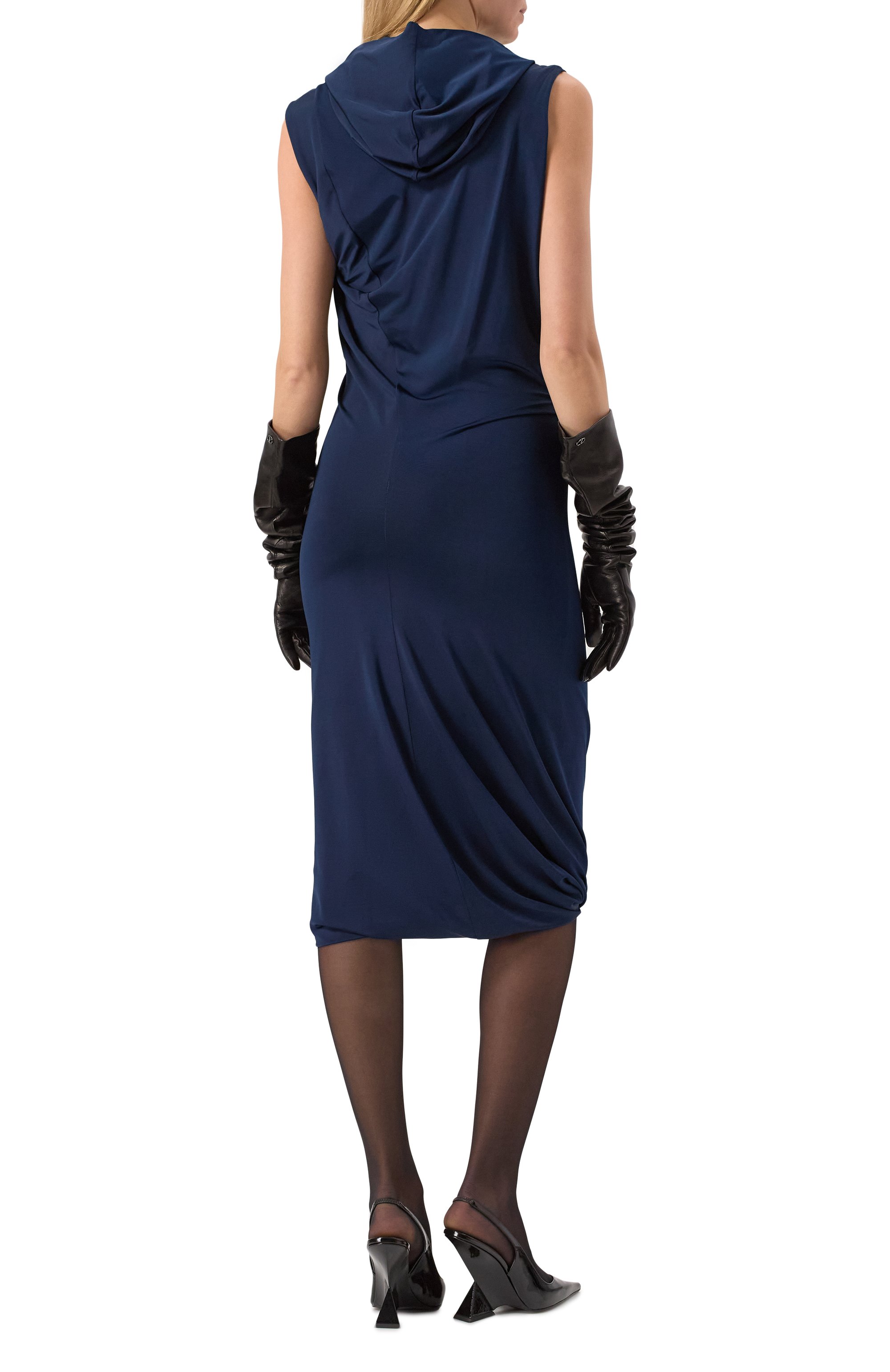 Платье из вискозы MAGDA BUTRYM темно-синего цвета по цене 205500 руб., арт. 106425, фото 4 Платье из вискозы MAGDA BUTRYM, арт. 106425, фото 4