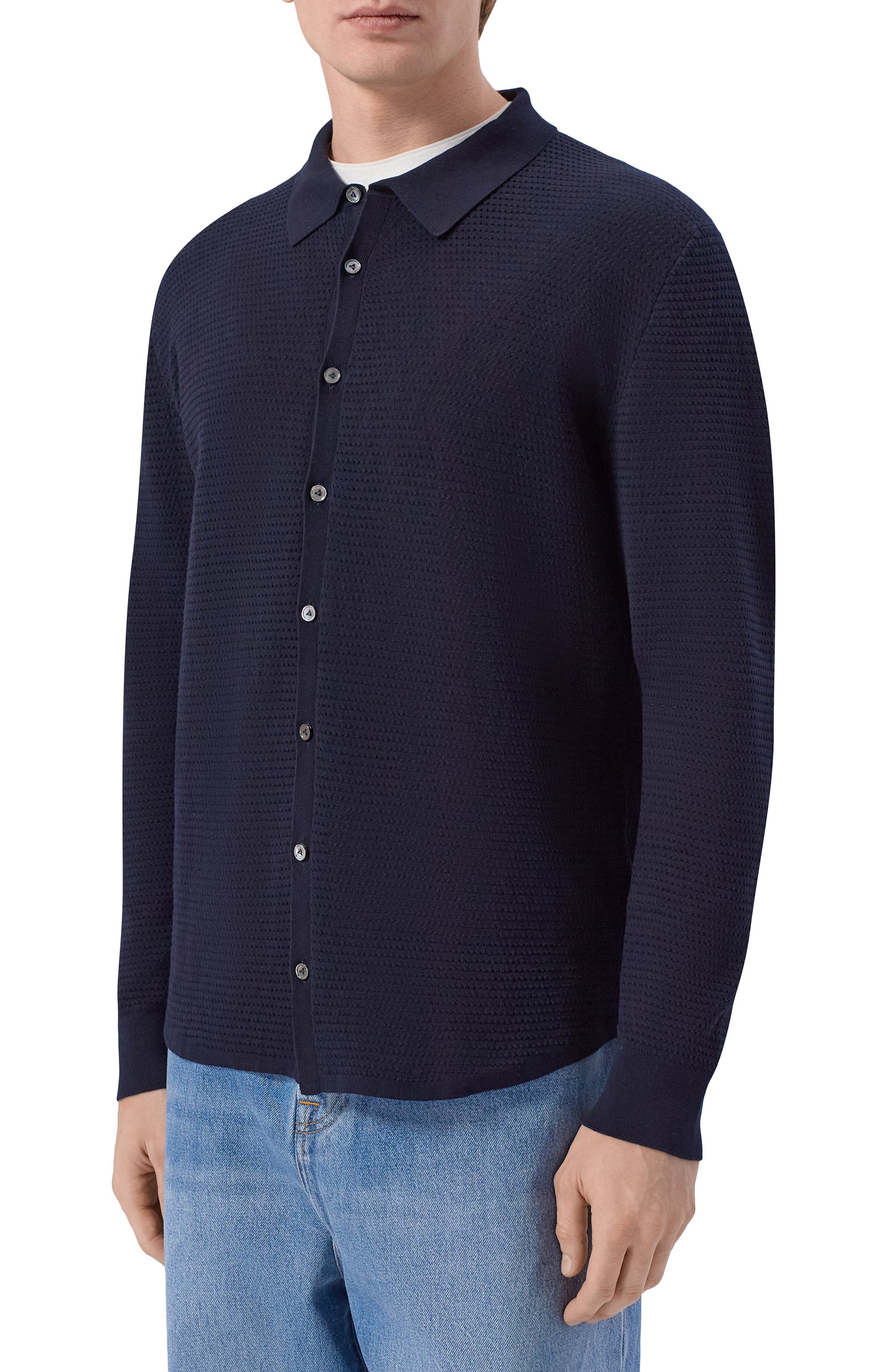 Хлопковая рубашка VAN LAACK темно-синего цвета по цене 29950 руб., арт. VL-SAFIN0-XX/S00267, фото 3 Хлопковая рубашка VAN LAACK, арт. VL-SAFIN0-XX/S00267, фото 3