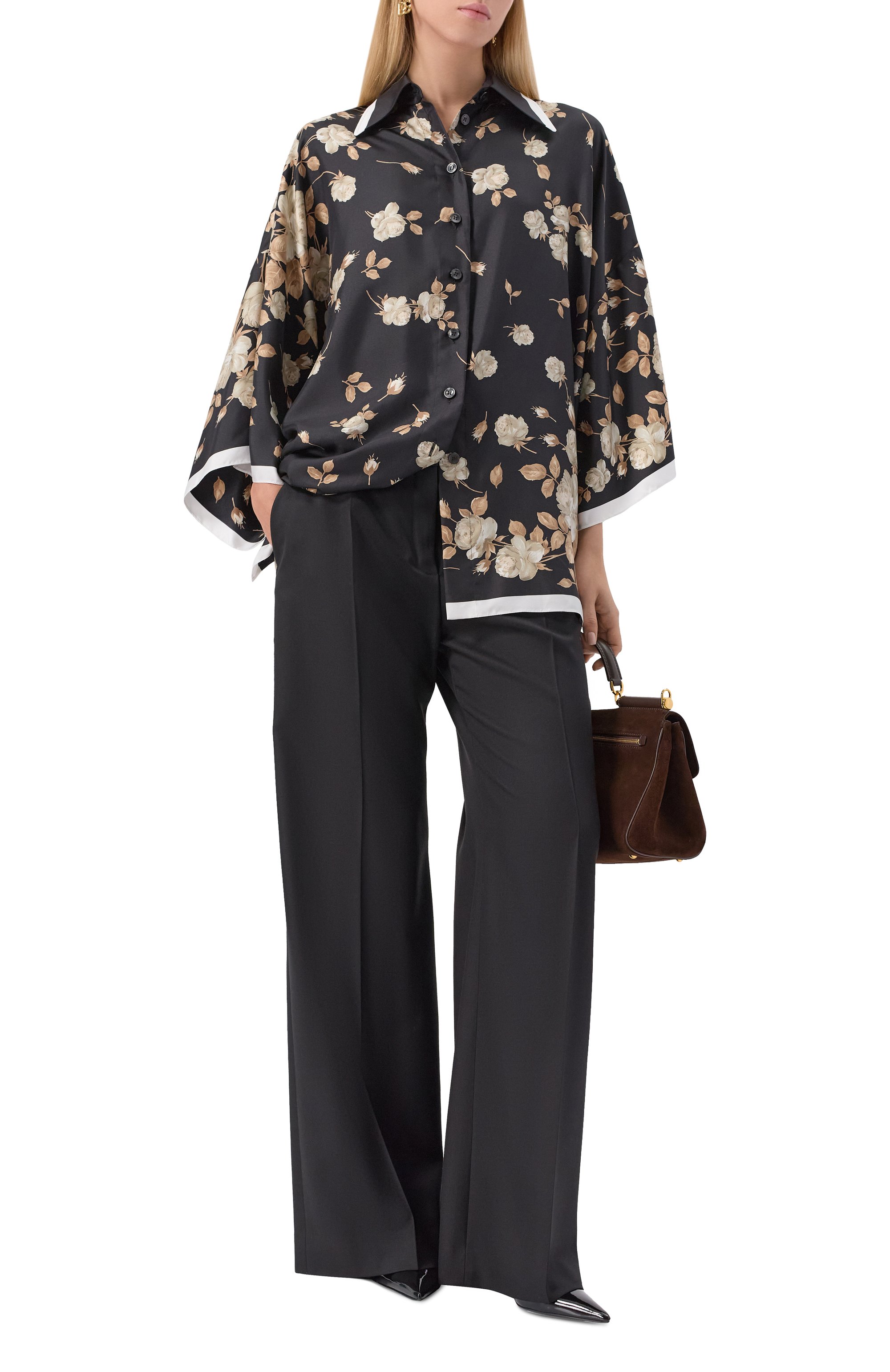 Шелковая блузка DOLCE & GABBANA черного цвета по цене 231000 руб., арт. F5Q42T/HI10G, фото 2 Шелковая блузка DOLCE & GABBANA, арт. F5Q42T/HI10G, фото 2