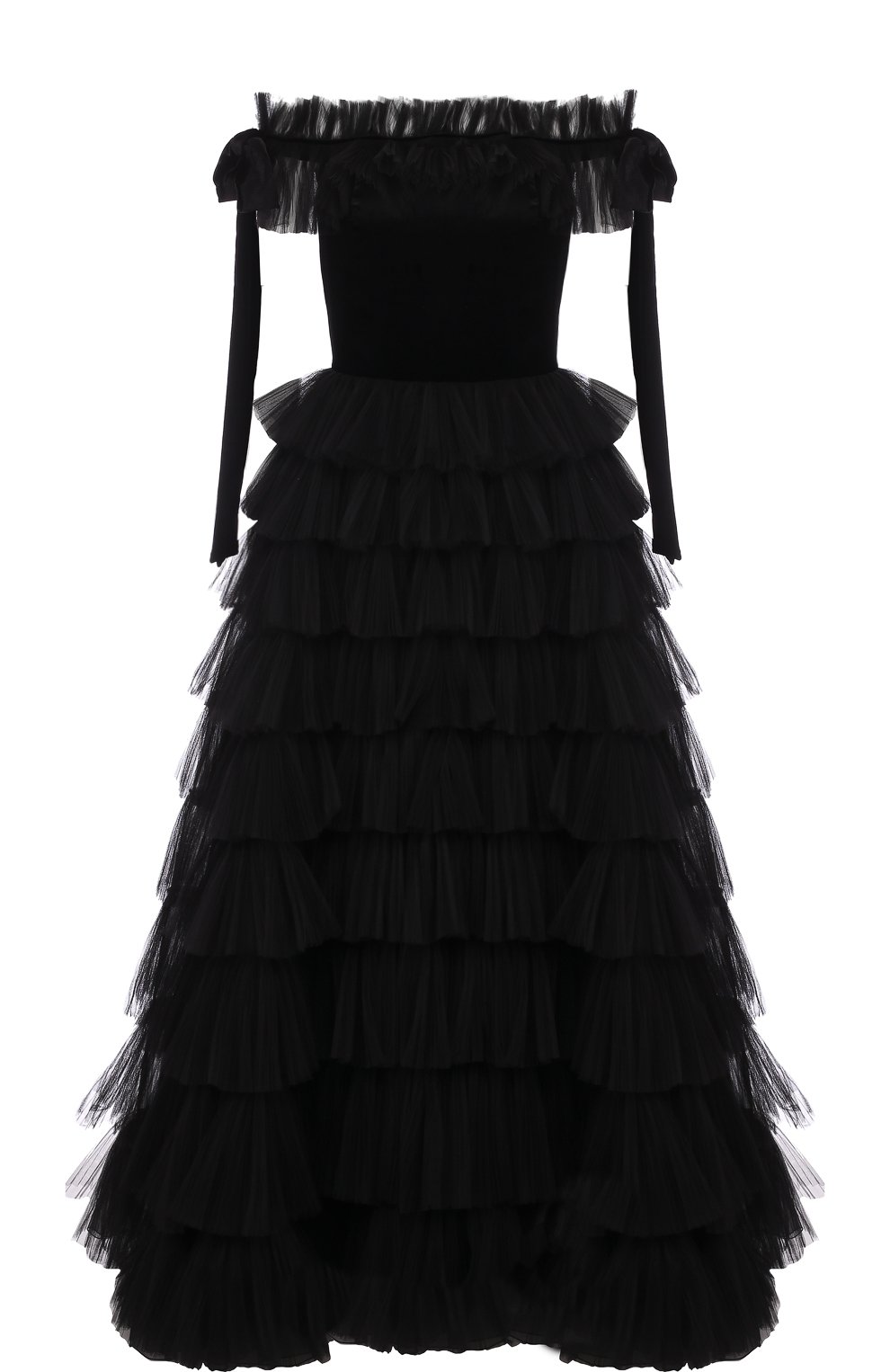 Приталенное платье-бюстье с оборками VALENTINO, арт. QB2VD7P10K8, фото 1