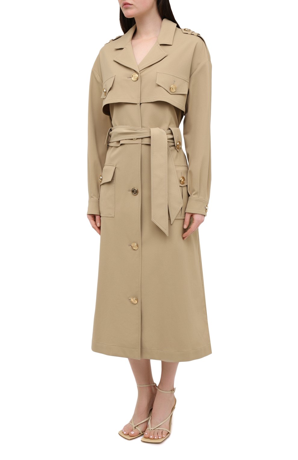 Плащ BALMAIN бежевого цвета по цене 238500 руб., арт. VF19165/X392, фото 3 Плащ BALMAIN, арт. VF19165/X392, фото 3