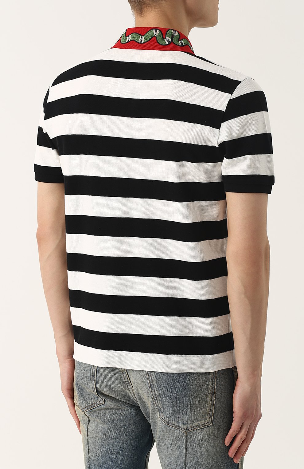 Хлопковое поло в контрастную полоску GUCCI, арт. 431039/X5B58, фото 4