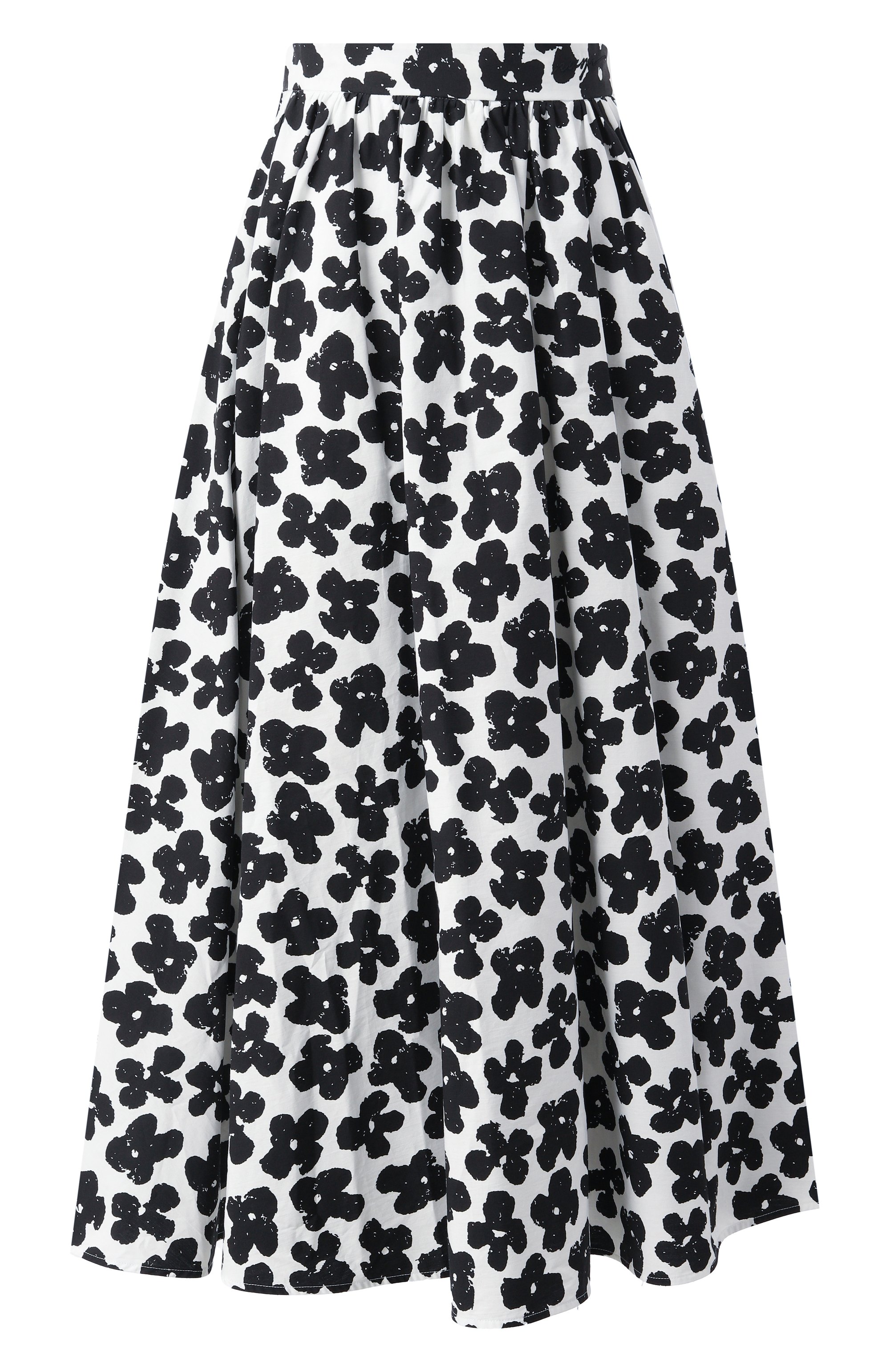 Хлопковая юбка MSGM черно-белого цвета по цене 52750 руб., арт. 3841MDD28X/257153, фото 1 Хлопковая юбка MSGM, арт. 3841MDD28X/257153, фото 1