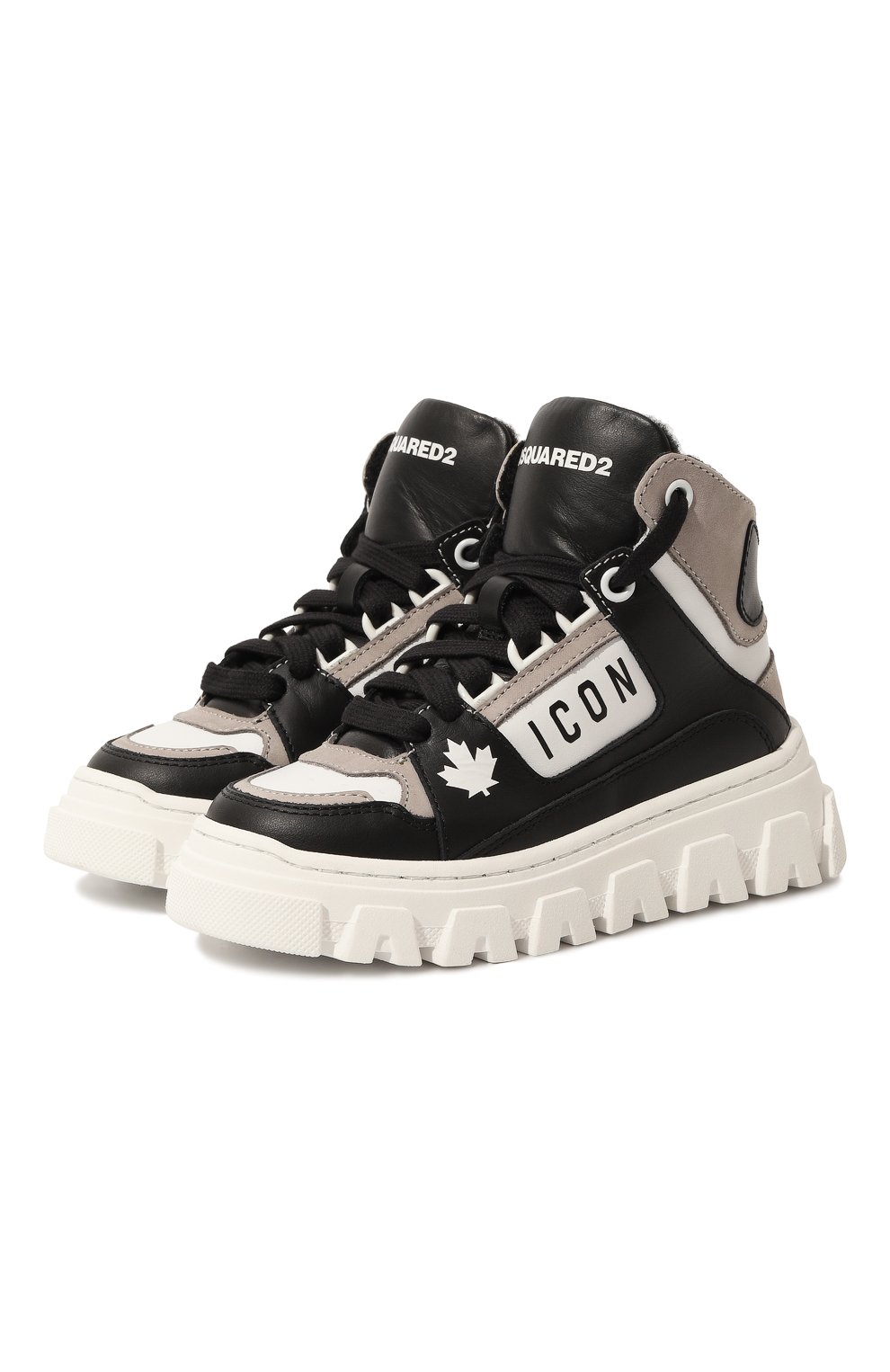 Высокие кеды из кожи DSQUARED2, арт. 75775/20-27, фото 1