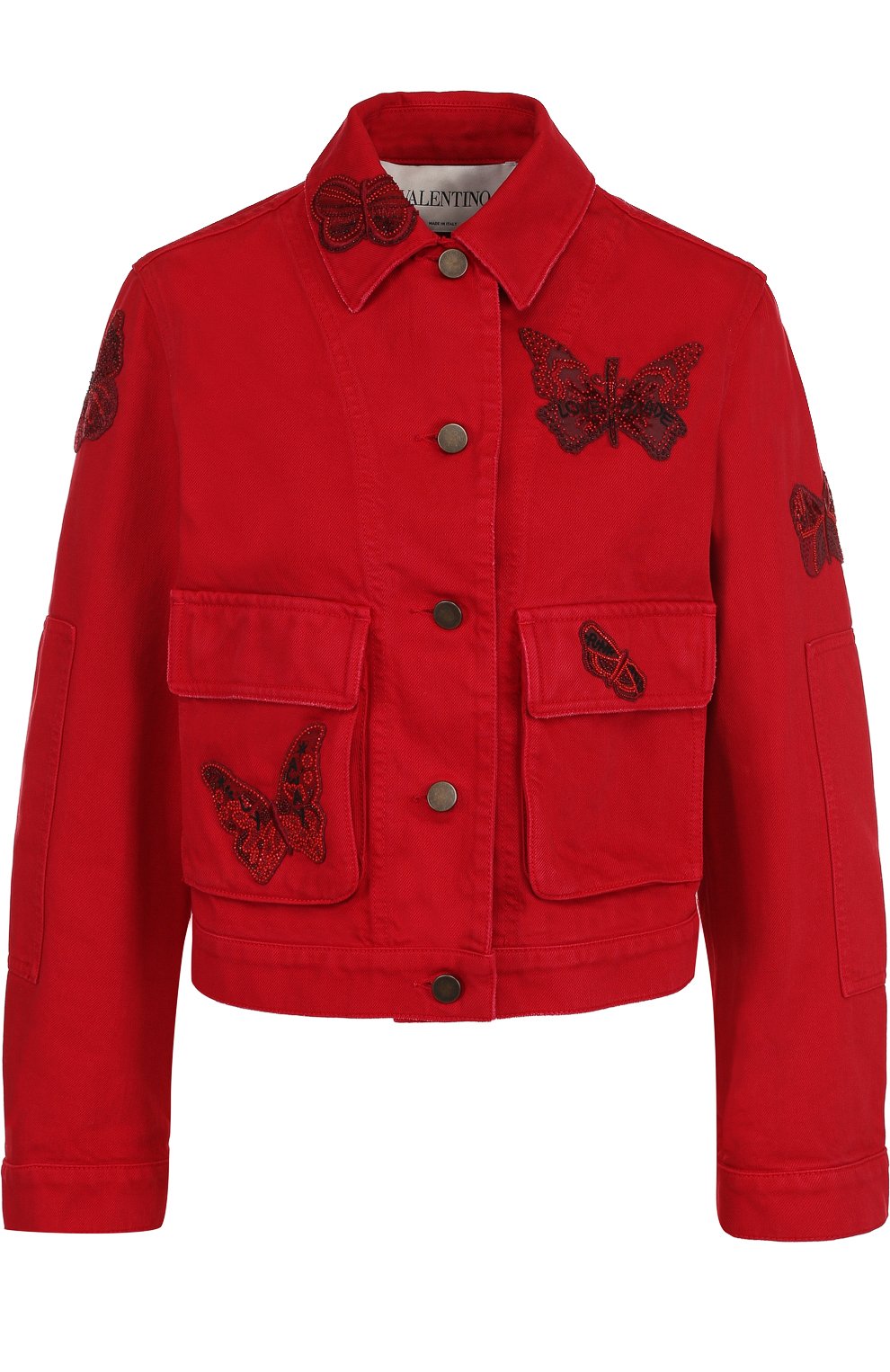 Укороченная джинсовая куртка с отделкой в виде бабочек VALENTINO, арт. PB3DC00R/4SK, фото 1
