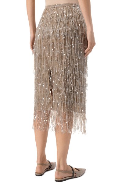 Шелковая юбка с отделкой пайетками BRUNELLO CUCINELLI, арт. MF940G3801, фото 4
