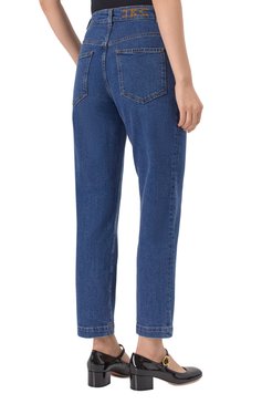Женские джинсы KITON синего цвета, арт. DJ56103K0930F02 | Фото 4 (Материал внешний: Хлопок, Деним; Длина (брюки, джинсы): Стандартные; Детали: Делаве; Кросс-КТ: Деним; Силуэт Ж (брюки и джинсы): Прямые; Стили: Кэжуэл)