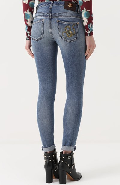 Джинсы-скинни с потертос тями ROBERTO CAVALLI, арт. FQJ232/DS002, фото 4