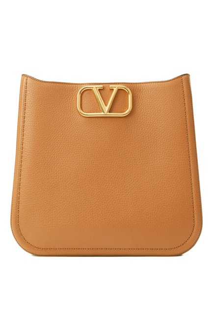 Женская сумка alltime VALENTINO светло-коричневого цвета, арт. 6W2B0R00/IMZ | Фото 1 (Размер: medium; Драгоценные камни: Проставлено; Материал: Натуральная кожа; Ремень/цепочка: На ремешке; Материал сплава: Проставлено)