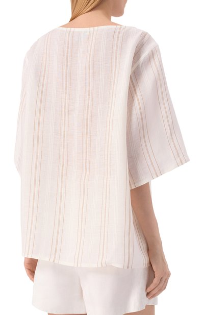 Льняной топ LORO PIANA белого цвета по цене 132500 руб., арт. FA00488, фото 4 Льняной топ LORO PIANA, арт. FA00488, фото 4