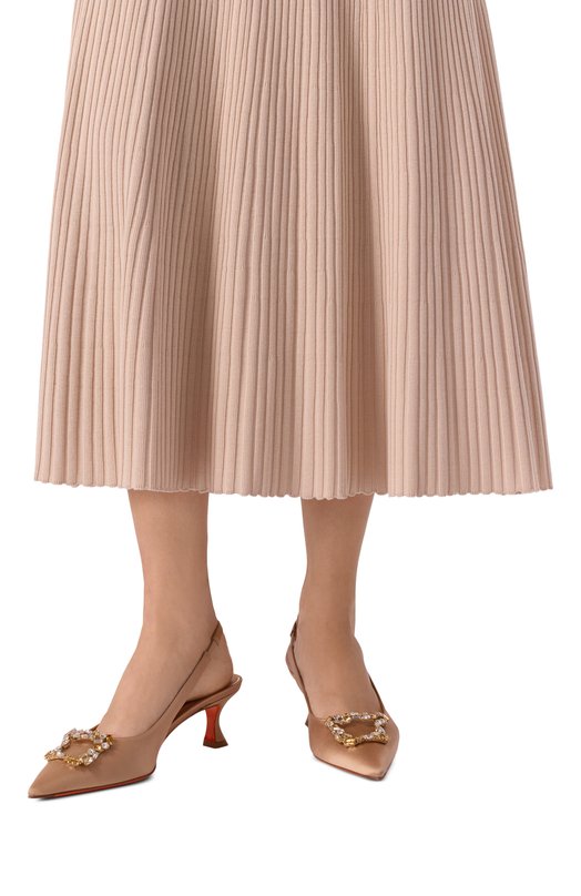 Атласные туфли Santoni WDIG72179HA2NYHN Бежевый  WDIG72179HA2NYHN Фото 2