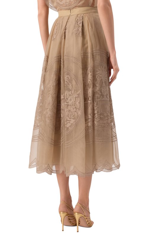 Шелковая юбка Elie Saab SK143NS25 Бежевый  SK143NS25 Фото 4