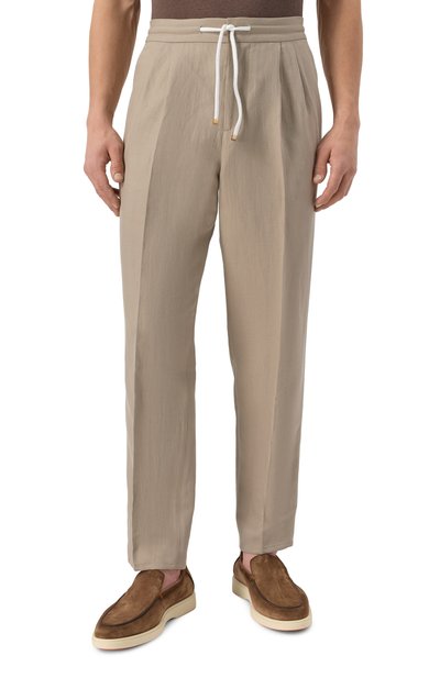 Брюки изо льна и хлопка BRUNELLO CUCINELLI, арт. MH255E1710, фото 3