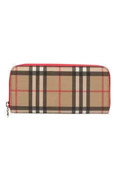 Женские кошелек BURBERRY красного цвета, арт. 8015126 | Фото 1 (Материал: Текстиль, Пластик, Синтетический материал; Материал сплава: Проставлено, Проверено; Нос: Не проставлено; Статус проверки: Проверено, Проверена категория; Застежка: Молния)