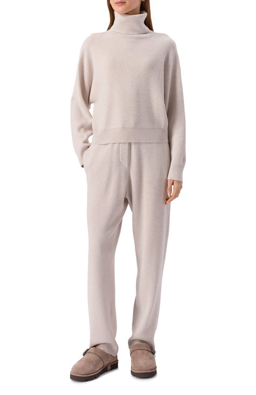 Брюки из шерсти и кашемира Brunello Cucinelli M16222799 Кремовый  M16222799 Фото 2