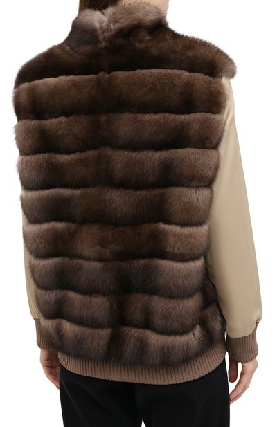 Бомбер из меха соболя и шелка KITON коричневого цвета по цене 3440000 руб., арт. D50686X04R72, фото 4 Бомбер из меха соболя и шелка KITON, арт. D50686X04R72, фото 4