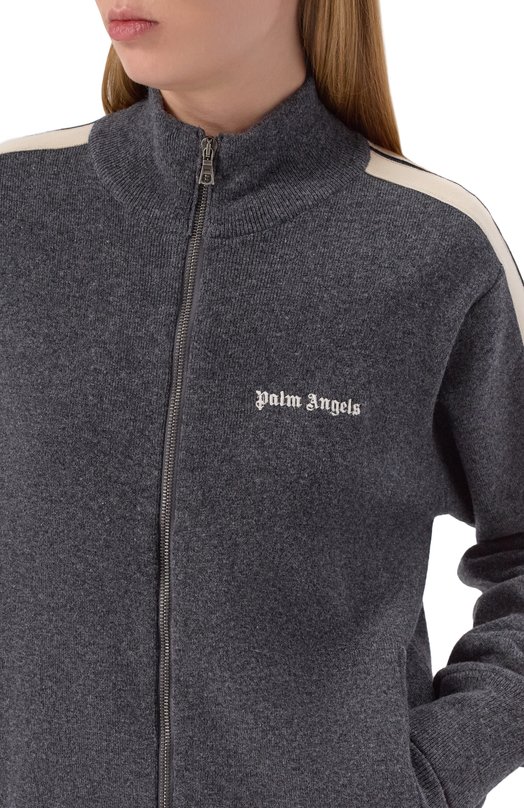 Кардиган из шерсти и вискозы Palm Angels PWHA062F25KNI001 Серый  PWHA062F25KNI001 Фото 5